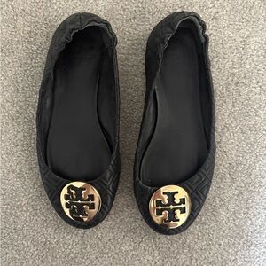 Tory Burch black quilted ballet flats size 8